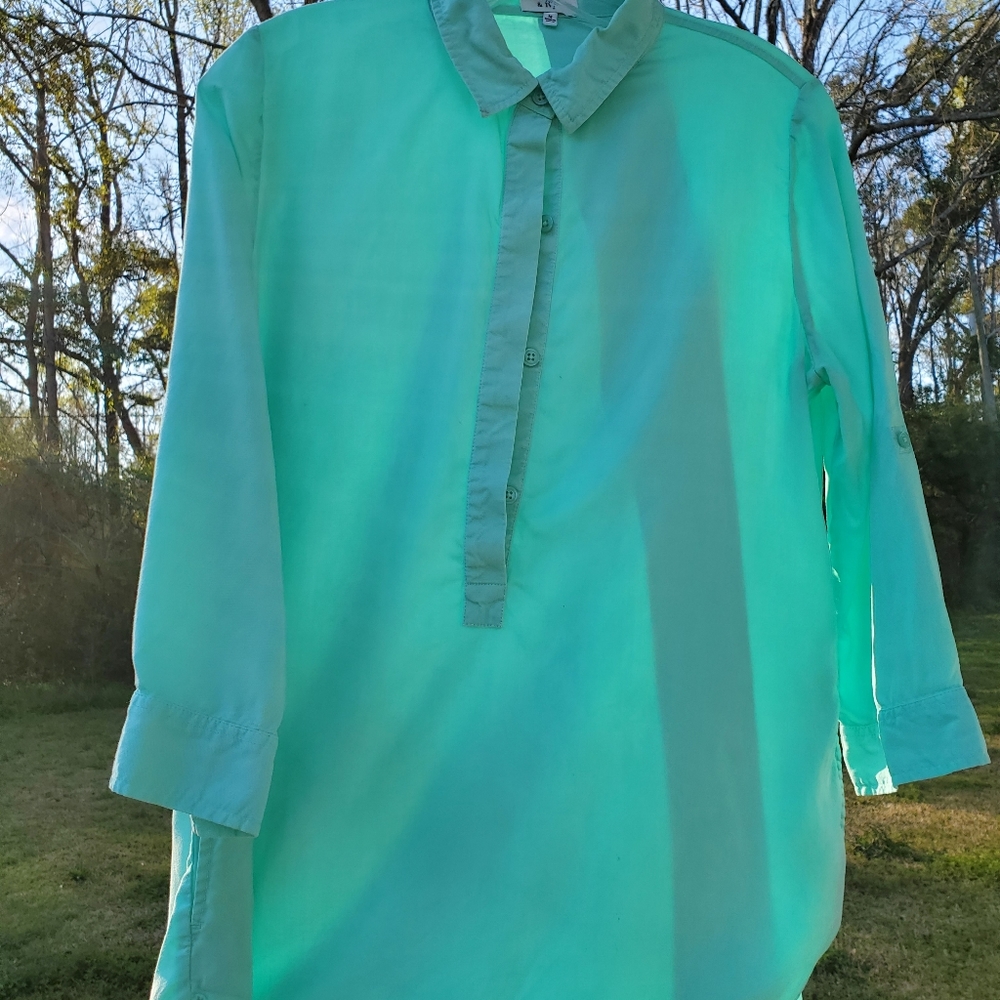 Crown and Ivy women's shirt, with pockets, used with minor stain on right collar